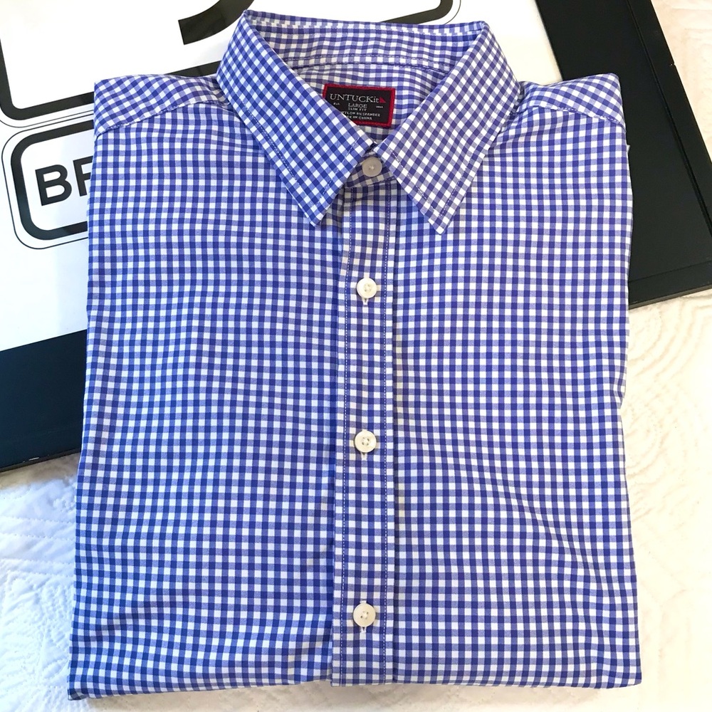 UNTUCKit Blue Check Long Sleeve Button Down - Picture 2 of 14